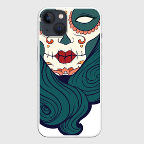Чехол для iPhone 13 с принтом Мексиканский сахарный череп в Тюмени,  |  | day of the dead | dia de los muertos | gothic | halloween | skull | sugar skull | готика | день мертвых | женский череп | мексиканский череп | мистика | подарок | сахарный череп | хэллоуин