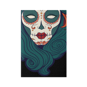 Обложка для паспорта матовая кожа с принтом Мексиканский сахарный череп в Тюмени, натуральная матовая кожа | размер 19,3 х 13,7 см; прозрачные пластиковые крепления | Тематика изображения на принте: day of the dead | dia de los muertos | gothic | halloween | skull | sugar skull | готика | день мертвых | женский череп | мексиканский череп | мистика | подарок | сахарный череп | хэллоуин