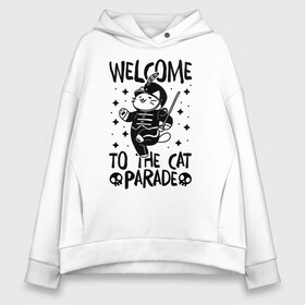 Женское худи Oversize хлопок с принтом Welcome to the cat parade в Тюмени, френч-терри — 70% хлопок, 30% полиэстер. Мягкий теплый начес внутри —100% хлопок | боковые карманы, эластичные манжеты и нижняя кромка, капюшон на магнитной кнопке | gerard way | mcr | my chemical romance | альтернативный | группа | джерард уэй | май кемикал романс | мкр | мой химический роман | мхр | мцр | панк | поп | поппанк | рок | рэй торо