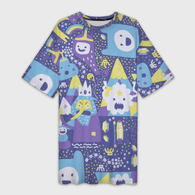 Платье-футболка 3D с принтом Adventure Time The Ice King в Тюмени,  |  | adventure time | dsgnzaets | finn the human | jake the dog | vdzajul | время приключений | джейк | лич | марселин | ооо | рикардио | снежный король | финн | финн парнишка