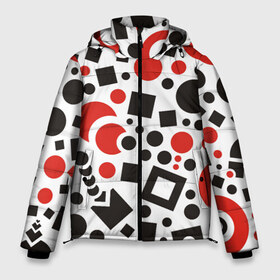 Мужская зимняя куртка 3D с принтом Geometrical chaos в Тюмени, верх — 100% полиэстер; подкладка — 100% полиэстер; утеплитель — 100% полиэстер | длина ниже бедра, свободный силуэт Оверсайз. Есть воротник-стойка, отстегивающийся капюшон и ветрозащитная планка. 

Боковые карманы с листочкой на кнопках и внутренний карман на молнии. | art | geometry | квадрат | коллаж геометрия | круг | точки | фигуры