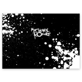 Поздравительная открытка с принтом My Chemical Romance в Тюмени, 100% бумага | плотность бумаги 280 г/м2, матовая, на обратной стороне линовка и место для марки
 | gerard way | mcr | my chemical romance | альтернативный | группа | джерард уэй | май кемикал романс | мкр | мой химический роман | мхр | мцр | панк | поп | поппанк | рок | рэй торо