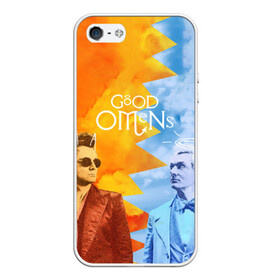 Чехол для iPhone 5/5S матовый с принтом Good Omens в Тюмени, Силикон | Область печати: задняя сторона чехла, без боковых панелей | aziraphale | crowley | david | demon | good | omens | pratchett | tennant | terry | азирафаэль | ангел | благие | демон | дэвид | знамения | кроули | майкл шин | пратчетт | теннант | терри