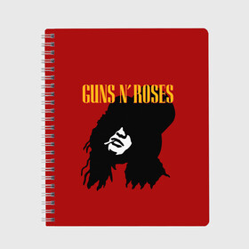 Тетрадь с принтом Guns n roses в Тюмени, 100% бумага | 48 листов, плотность листов — 60 г/м2, плотность картонной обложки — 250 г/м2. Листы скреплены сбоку удобной пружинной спиралью. Уголки страниц и обложки скругленные. Цвет линий — светло-серый
 | axl rose | geffen records | gnr | guns | rock | roses | slash | гансы | пистолеты | розы | рок | слеш | эксл роуз