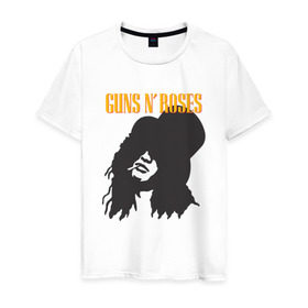 Мужская футболка хлопок с принтом Guns n roses в Тюмени, 100% хлопок | прямой крой, круглый вырез горловины, длина до линии бедер, слегка спущенное плечо. | Тематика изображения на принте: axl rose | geffen records | gnr | guns | rock | roses | slash | гансы | пистолеты | розы | рок | слеш | эксл роуз