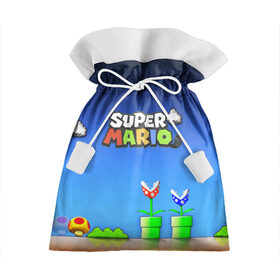 Подарочный 3D мешок с принтом Super Mario в Тюмени, 100% полиэстер | Размер: 29*39 см | concept art | enemies | first level | fungus | game art | kirbys adventure | luigi’s mansion | mario | mario bros | minimalism | pixels | super mario | super mario 2 | марио