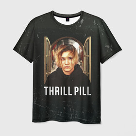 Мужская футболка 3D с принтом THRILL PILL - Грустная Песня в Тюмени, 100% полиэфир | прямой крой, круглый вырез горловины, длина до линии бедер | Тематика изображения на принте: fuelle | logo | music | noir | pil | pill | rap | raper | symbol | thril | thrill | tril | trill | дамб | лого | музыка | пил | пилл | рэп | рэппер | сам | символ | трил | трилл | тхрил | тхрилл | фотографии | щит