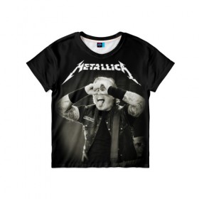 Детская футболка 3D с принтом Metallica в Тюмени, 100% гипоаллергенный полиэфир | прямой крой, круглый вырез горловины, длина до линии бедер, чуть спущенное плечо, ткань немного тянется | heavy metal | metal | metallica | гитара | группы | метал | металлика | музыка | рок | трэш метал | хєви метал