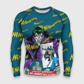 Мужской рашгард 3D с принтом The Joker Back in Town в Тюмени,  |  | arkham asylum | batman | batman vs superman | bruce wayne | gotham | joker | justice league | shtatjoker | аркхем | бэтмен | джокер