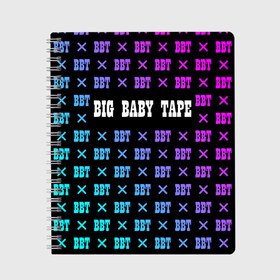 Тетрадь с принтом BIG BABY TAPE в Тюмени, 100% бумага | 48 листов, плотность листов — 60 г/м2, плотность картонной обложки — 250 г/м2. Листы скреплены сбоку удобной пружинной спиралью. Уголки страниц и обложки скругленные. Цвет линий — светло-серый
 | baby | bbt | big | dragonborn | dragons | gimme | logo | lost | luv | rap | raper | symbol | tape | the | trap | взял | дракон | драконы | лого | русский | рэп | рэппер | символ | твою