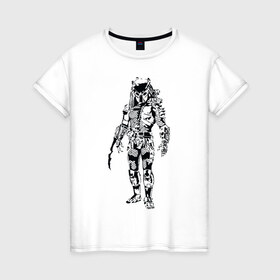 Женская футболка хлопок с принтом Predator в Тюмени, 100% хлопок | прямой крой, круглый вырез горловины, длина до линии бедер, слегка спущенное плечо | alien | predator | хищник | чужой
