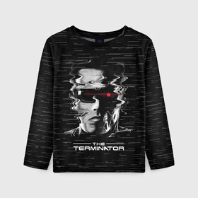 Детский лонгслив 3D с принтом The Terminator в Тюмени, 100% полиэстер | длинные рукава, круглый вырез горловины, полуприлегающий силуэт
 | arnold | connor | john | robot | schwarzenegger | skynet | t 800 | terminator | арнольд | джон | коннор | ликвидатор | небесная | робот | сеть | скайнет | терминатор | шварценеггер