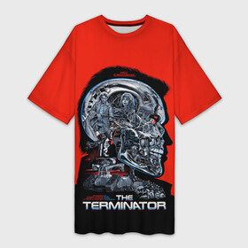 Платье-футболка 3D с принтом The Terminator в Тюмени,  |  | arnold | connor | john | robot | schwarzenegger | skynet | t 800 | terminator | арнольд | джон | коннор | ликвидатор | небесная | робот | сеть | скайнет | терминатор | шварценеггер