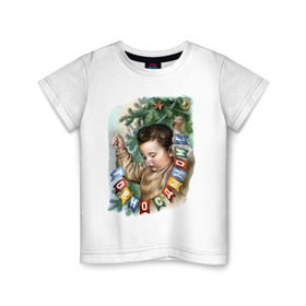 Детская футболка хлопок с принтом Говно с дымом в Тюмени, 100% хлопок | круглый вырез горловины, полуприлегающий силуэт, длина до линии бедер | буквы | гирлянда | дым | ёлка | мальчик | новый год | флажки