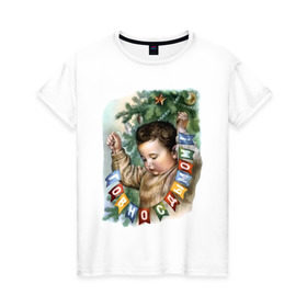 Женская футболка хлопок с принтом Говно с дымом в Тюмени, 100% хлопок | прямой крой, круглый вырез горловины, длина до линии бедер, слегка спущенное плечо | буквы | гирлянда | дым | ёлка | мальчик | новый год | флажки