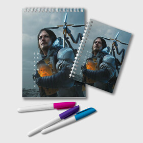 Блокнот с принтом Death Stranding в Тюмени, 100% бумага | 48 листов, плотность листов — 60 г/м2, плотность картонной обложки — 250 г/м2. Листы скреплены удобной пружинной спиралью. Цвет линий — светло-серый
 | death stranding | kojima | игры | хидэо кодзима