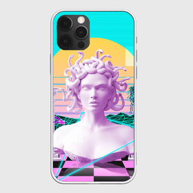 Чехол для iPhone 12 Pro Max с принтом Медуза Горгона в Тюмени, Силикон |  | vaporwave | медуза горгона | неон | пальмы | скульптура | существо