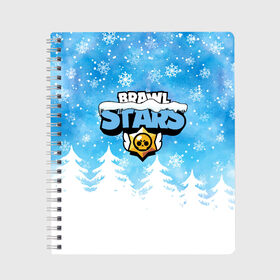 Тетрадь с принтом Новогодний Brawl Stars в Тюмени, 100% бумага | 48 листов, плотность листов — 60 г/м2, плотность картонной обложки — 250 г/м2. Листы скреплены сбоку удобной пружинной спиралью. Уголки страниц и обложки скругленные. Цвет линий — светло-серый
 | brawl | brawl stars | crow | leon | stars | бравл | бравл старс | браво старс | игра | компьютерная | кров | леон | новогодний | новый год | онлайн | с новым годом | старс