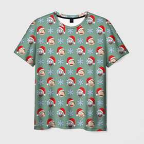 Мужская футболка 3D с принтом Рик и Морти в Тюмени, 100% полиэфир | прямой крой, круглый вырез горловины, длина до линии бедер | dsgnkovaleva рик и морти | new year. | vdkovmar | дед мороз | джастин ройланд | дэн хармон | мистер мисикс | новый год | плюмбус. rickmorty | санта клаус | снежинки