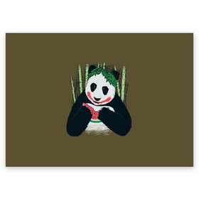 Поздравительная открытка с принтом Panda в Тюмени, 100% бумага | плотность бумаги 280 г/м2, матовая, на обратной стороне линовка и место для марки
 | animal | арбуз | бамбук | животное | панда