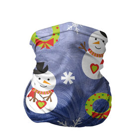 Бандана-труба 3D с принтом Снеговики и ёлочки в Тюмени, 100% полиэстер, ткань с особыми свойствами — Activecool | плотность 150‒180 г/м2; хорошо тянется, но сохраняет форму | 2020 | christmas | happy | merry | new year | в подарок | детский | елки | милый | новый год | поздравить | рождество | с новым годом | с рождеством | снеговик | снеговики | снежинки