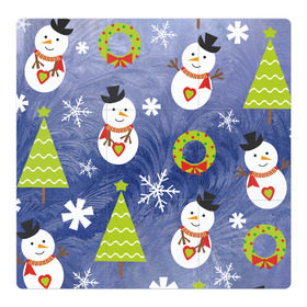 Магнитный плакат 3Х3 с принтом Снеговики и ёлочки в Тюмени, Полимерный материал с магнитным слоем | 9 деталей размером 9*9 см | 2020 | christmas | happy | merry | new year | в подарок | детский | елки | милый | новый год | поздравить | рождество | с новым годом | с рождеством | снеговик | снеговики | снежинки
