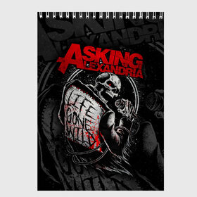 Скетчбук с принтом Asking Alexandria в Тюмени, 100% бумага
 | 48 листов, плотность листов — 100 г/м2, плотность картонной обложки — 250 г/м2. Листы скреплены сверху удобной пружинной спиралью | asking alexandria | аскинг александриа | группы | метал | музыка | рок | хэви метал | электроникор