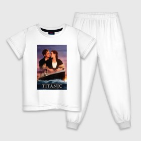 Детская пижама хлопок с принтом Titanic в Тюмени, 100% хлопок |  брюки и футболка прямого кроя, без карманов, на брюках мягкая резинка на поясе и по низу штанин
 | Тематика изображения на принте: cameron | dawson | dicaprio | jack | james | kate | leonardo | liner | ocean | rose | titanic | джеймс | джек | дикаприо | доусон | кейт | кэмерон | лайнер | леонардо | океан | роза | титаник | уинслет
