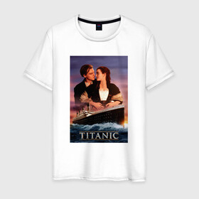 Мужская футболка хлопок с принтом Titanic в Тюмени, 100% хлопок | прямой крой, круглый вырез горловины, длина до линии бедер, слегка спущенное плечо. | Тематика изображения на принте: cameron | dawson | dicaprio | jack | james | kate | leonardo | liner | ocean | rose | titanic | джеймс | джек | дикаприо | доусон | кейт | кэмерон | лайнер | леонардо | океан | роза | титаник | уинслет