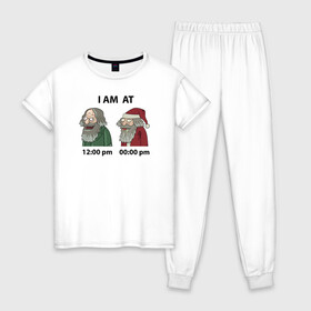 Женская пижама хлопок с принтом I AM AT в Тюмени, 100% хлопок | брюки и футболка прямого кроя, без карманов, на брюках мягкая резинка на поясе и по низу штанин | rick and morty | мультсериал | новый год | рик и морти | рождество