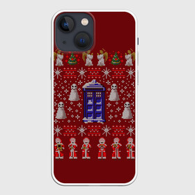 Чехол для iPhone 13 mini с принтом Новогодний Doctor Who в Тюмени,  |  | bbc | dimension | dr who | jenna coleman | jodie whittaker | matt smith | relative | resolution | space | tardis | the doctor | time | галлифрей | джоди уиттакер | доктор кто | тардис