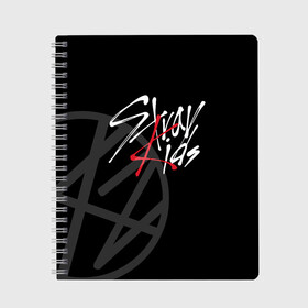 Тетрадь с принтом Stray Kids в Тюмени, 100% бумага | 48 листов, плотность листов — 60 г/м2, плотность картонной обложки — 250 г/м2. Листы скреплены сбоку удобной пружинной спиралью. Уголки страниц и обложки скругленные. Цвет линий — светло-серый
 | Тематика изображения на принте: 3racha | i.n | jyp nation | k pop | kpop | skz | stray kids | к поп | кпоп | ли ноу | скз | страй кидс | стрэй кидс | сынмина | уджин | феликса | хана | хёнджина | чана | чанбина