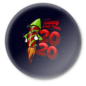 Значок с принтом Happy New Year 2020 в Тюмени,  металл | круглая форма, металлическая застежка в виде булавки | christmas | claus | jingle | merry | santa | елка | клаус | куранты | мишура | мороз | олени | подарки | праздник | ракета | рождество | салют | санта | снеговик | снежинки | сочельник