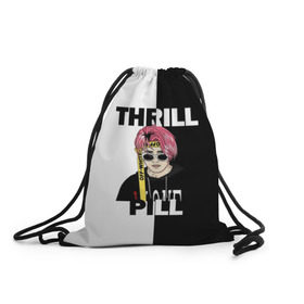 Рюкзак-мешок 3D с принтом Thrill pill в Тюмени, 100% полиэстер | плотность ткани — 200 г/м2, размер — 35 х 45 см; лямки — толстые шнурки, застежка на шнуровке, без карманов и подкладки | pill | thrill | thrill pill | пилл | тимур самедов | трилл | трилл пилл