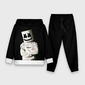 Детский костюм 3D (с толстовкой) с принтом Marshmello в Тюмени,  |  | Тематика изображения на принте: christopher | comstock | dj | dotcom | friends | marshmallow | marshmello | usa | диджей | друзья | комсток | крис | маршмэллоу | продюсер | сша