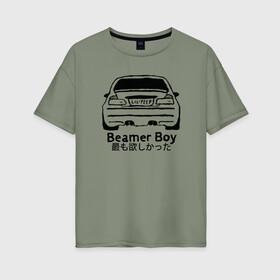 Женская футболка хлопок Oversize с принтом Beamer boy в Тюмени, 100% хлопок | свободный крой, круглый ворот, спущенный рукав, длина до линии бедер
 | beamer | beamer boy | bmw | lil | lil peep | peep | rap