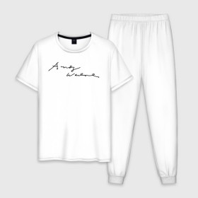 Мужская пижама хлопок с принтом Автограф Энди Уорхола в Тюмени, 100% хлопок | брюки и футболка прямого кроя, без карманов, на брюках мягкая резинка на поясе и по низу штанин
 | 