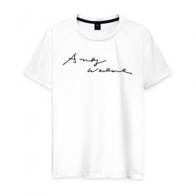 Мужская футболка хлопок с принтом Автограф Энди Уорхола в Тюмени, 100% хлопок | прямой крой, круглый вырез горловины, длина до линии бедер, слегка спущенное плечо. | 