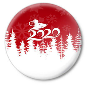 Значок с принтом Символ года 2020 в Тюмени,  металл | круглая форма, металлическая застежка в виде булавки | christmas | claus | jingle | merry | santa | дед мороз | елка | игрушки | клаус | колокольчики | крыса | куранты | мишура | олени | праздник | рождество | салют | санта | снеговик | снежинки