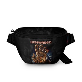 Поясная сумка 3D с принтом Disturbed в Тюмени, 100% полиэстер | плотная ткань, ремень с регулируемой длиной, внутри несколько карманов для мелочей, основное отделение и карман с обратной стороны сумки застегиваются на молнию | asylum | disturbed | heavy metal | immortalized | the guy | the lost children | группы | метал | рок