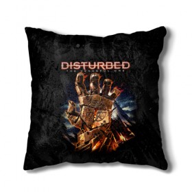 Подушка 3D с принтом Disturbed в Тюмени, наволочка – 100% полиэстер, наполнитель – холлофайбер (легкий наполнитель, не вызывает аллергию). | состоит из подушки и наволочки. Наволочка на молнии, легко снимается для стирки | Тематика изображения на принте: asylum | disturbed | heavy metal | immortalized | the guy | the lost children | группы | метал | рок