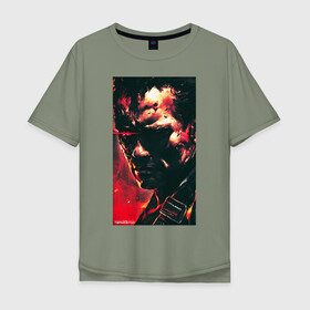 Мужская футболка хлопок Oversize с принтом Terminator в Тюмени, 100% хлопок | свободный крой, круглый ворот, “спинка” длиннее передней части | arnold schwarzenegger | movie | terminator | железный арни | кино | терминатор