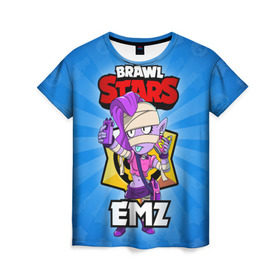 Женская футболка 3D с принтом BRAWL STARS EMZ в Тюмени, 100% полиэфир ( синтетическое хлопкоподобное полотно) | прямой крой, круглый вырез горловины, длина до линии бедер | brawl stars | brawl stars emz | brawler | emz | бравл старз | бравлер | эмз