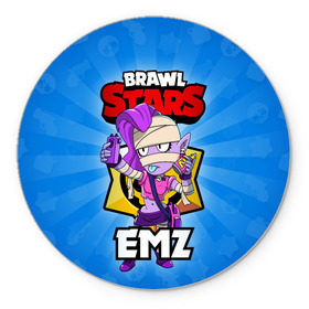 Коврик для мышки круглый с принтом BRAWL STARS EMZ в Тюмени, резина и полиэстер | круглая форма, изображение наносится на всю лицевую часть | brawl stars | brawl stars emz | brawler | emz | бравл старз | бравлер | эмз