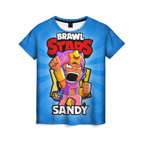 Женская футболка 3D с принтом BRAWL STARS SANDY в Тюмени, 100% полиэфир ( синтетическое хлопкоподобное полотно) | прямой крой, круглый вырез горловины, длина до линии бедер | brawl stars | brawl stars sandy | brawler | sandy | бравл старз | бравлер | сэнди