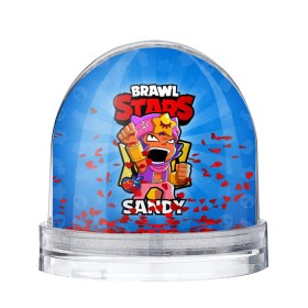 Снежный шар с принтом BRAWL STARS SANDY в Тюмени, Пластик | Изображение внутри шара печатается на глянцевой фотобумаге с двух сторон | brawl stars | brawl stars sandy | brawler | sandy | бравл старз | бравлер | сэнди