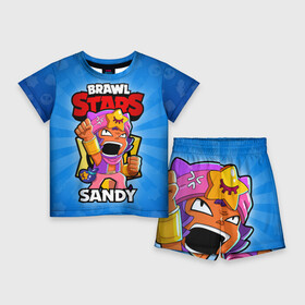 Детский костюм с шортами 3D с принтом BRAWL STARS SANDY в Тюмени,  |  | Тематика изображения на принте: brawl stars | brawl stars sandy | brawler | sandy | бравл старз | бравлер | сэнди
