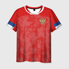 Мужская футболка 3D с принтом Russia home EURO 2020  в Тюмени, 100% полиэфир | прямой крой, круглый вырез горловины, длина до линии бедер | championship | cup | dzyuba | russia | tdrfifa19 | world | артем | дзюба | европы | мира | мундиаль | россия | чемпионат