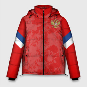 Мужская зимняя куртка 3D с принтом Russia home EURO 2020 в Тюмени, верх — 100% полиэстер; подкладка — 100% полиэстер; утеплитель — 100% полиэстер | длина ниже бедра, свободный силуэт Оверсайз. Есть воротник-стойка, отстегивающийся капюшон и ветрозащитная планка. 

Боковые карманы с листочкой на кнопках и внутренний карман на молнии. | Тематика изображения на принте: championship | cup | dzyuba | russia | tdrfifa19 | world | артем | дзюба | европы | мира | мундиаль | россия | чемпионат