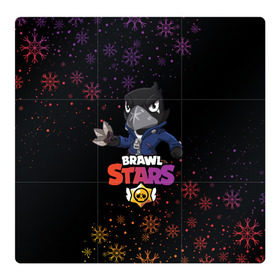 Магнитный плакат 3Х3 с принтом Новогодний Brawl Stars CROW в Тюмени, Полимерный материал с магнитным слоем | 9 деталей размером 9*9 см | brawl | brawl stars | crow | leon | stars | бравл | бравл старс | браво старс | игра | компьютерная | кров | леон | новогодний | новый год | онлайн | с новым годом | снежинки | старс